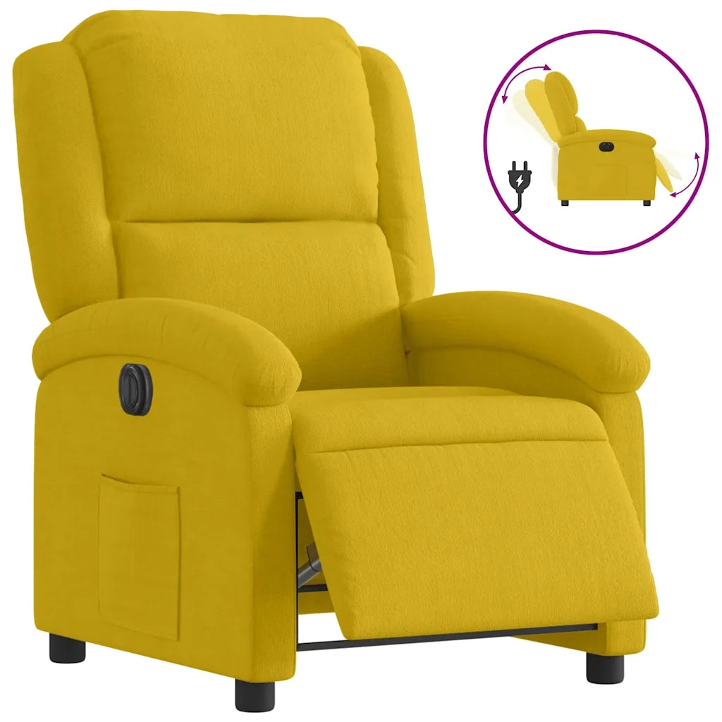 Poltrona | Sedia Relax Reclinabile Elettrica Gialla in Velluto