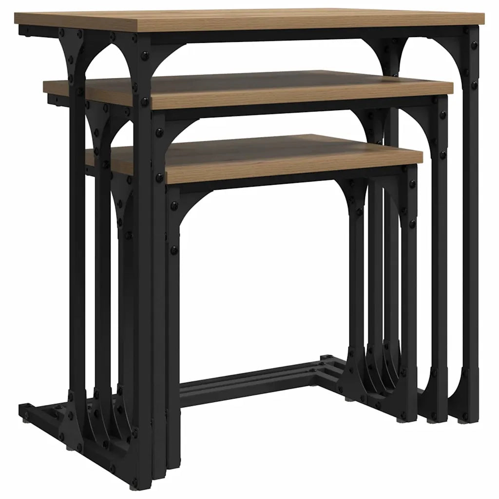 Tavolo da caffè nesting 3 pcs rovere artigianale 883532