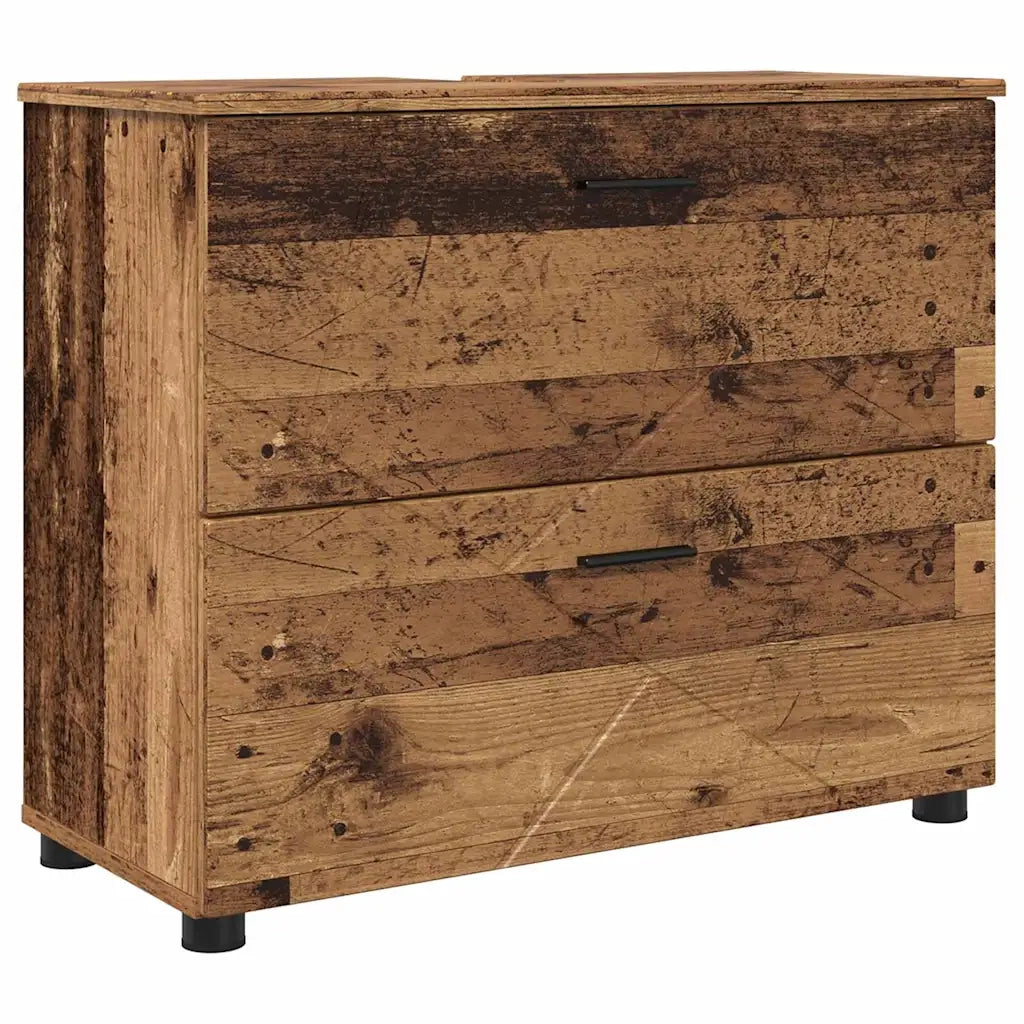 Set di mobili per il bagno con cassetto 2 pcs Legno vecchio 3393021