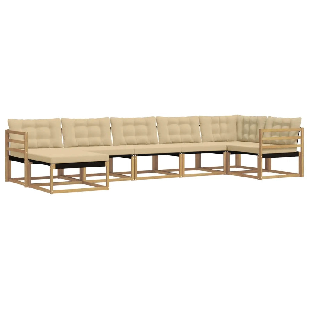 Set di divani da esterno con cuscino 7 pcs Bianco e Beige 3388891