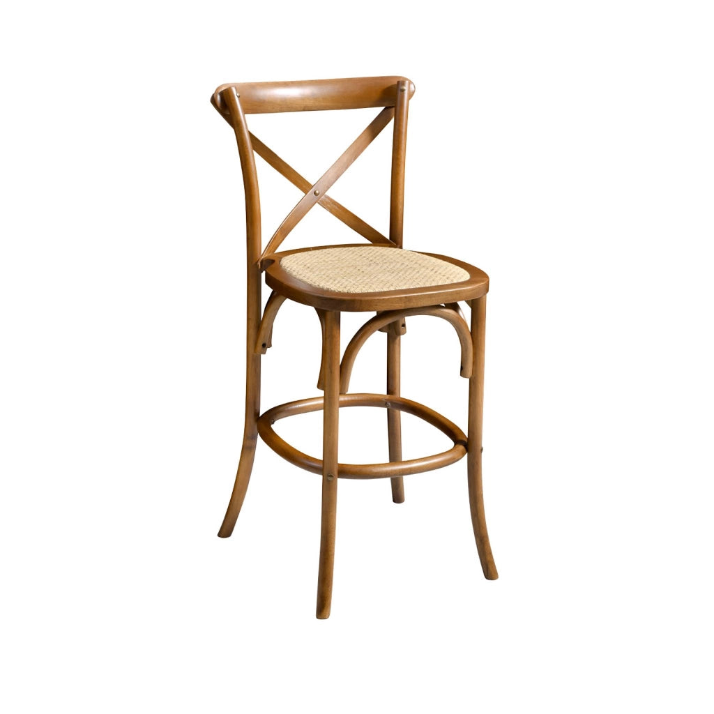 Set di 2 sgabello da bar bistrot vintage legno, noce