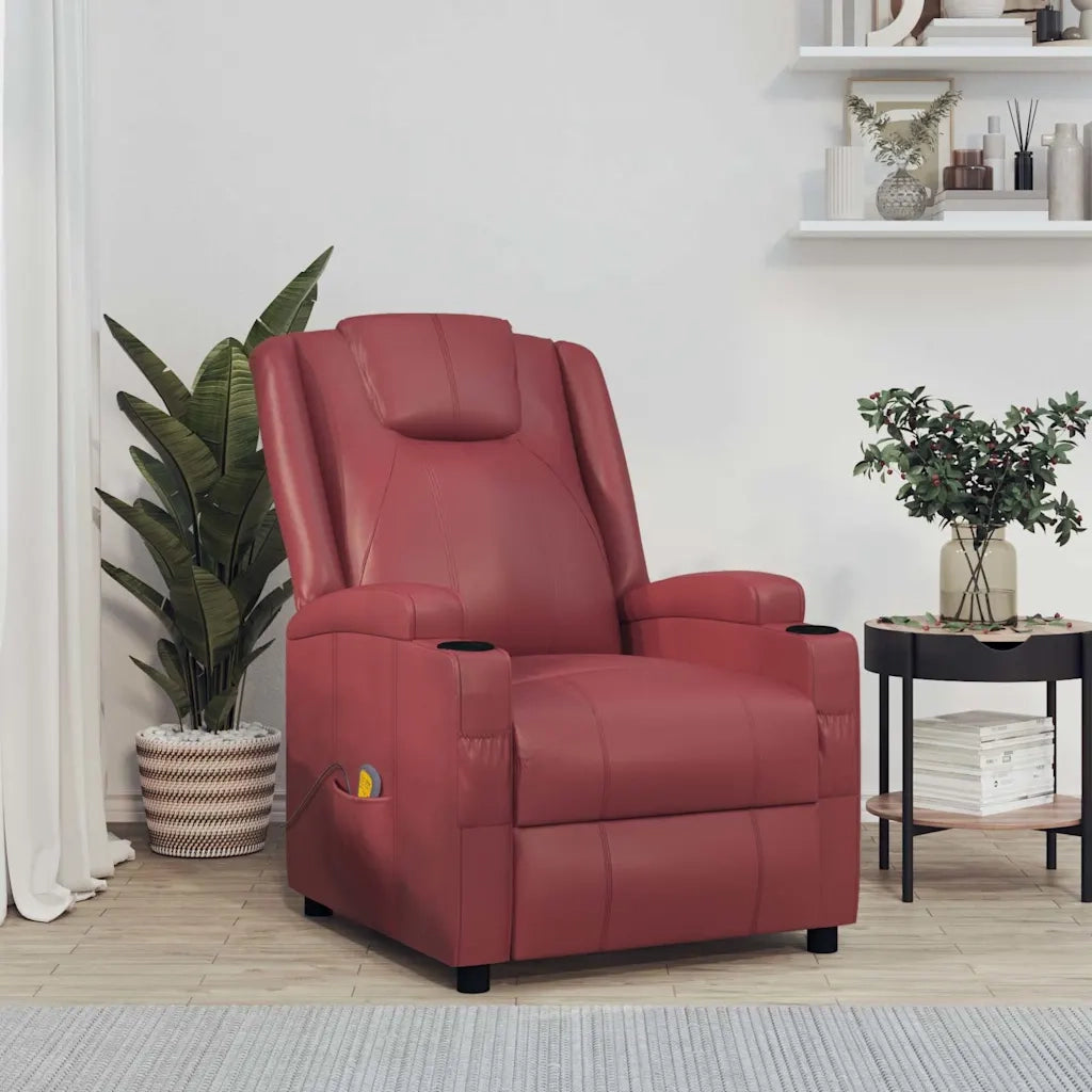 Poltrona Massaggiante Rosso Vino in Similpelle 321315
