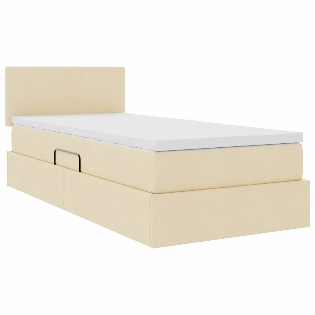 Letto con contenitore e materasso Crema 100 x 200 cm