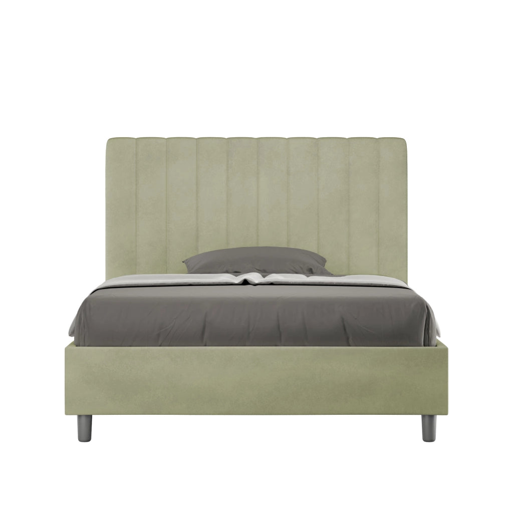 BS COM Letto una piazza e mezza contenitore imbottito 120x190 microfibra tè verde
