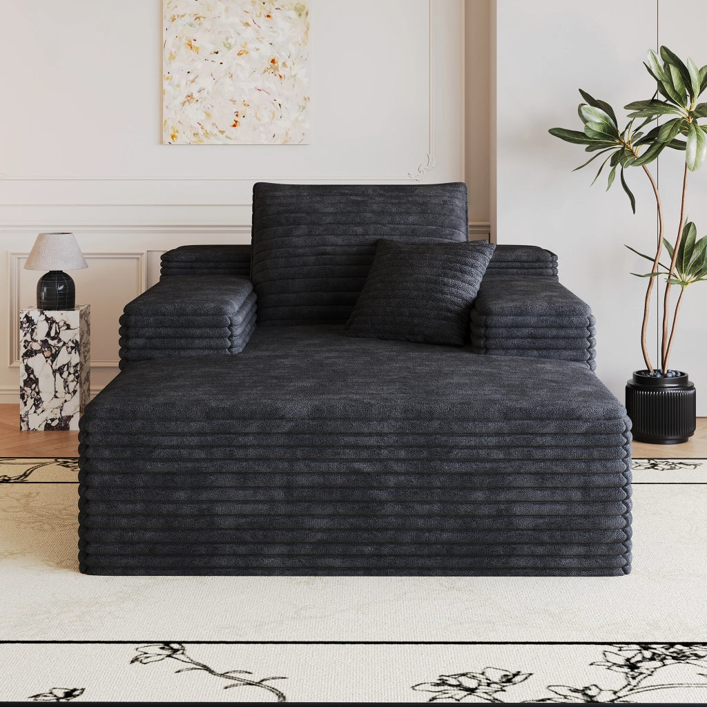 DIVANO Chaise longue in tessuto nero, senza montaggio