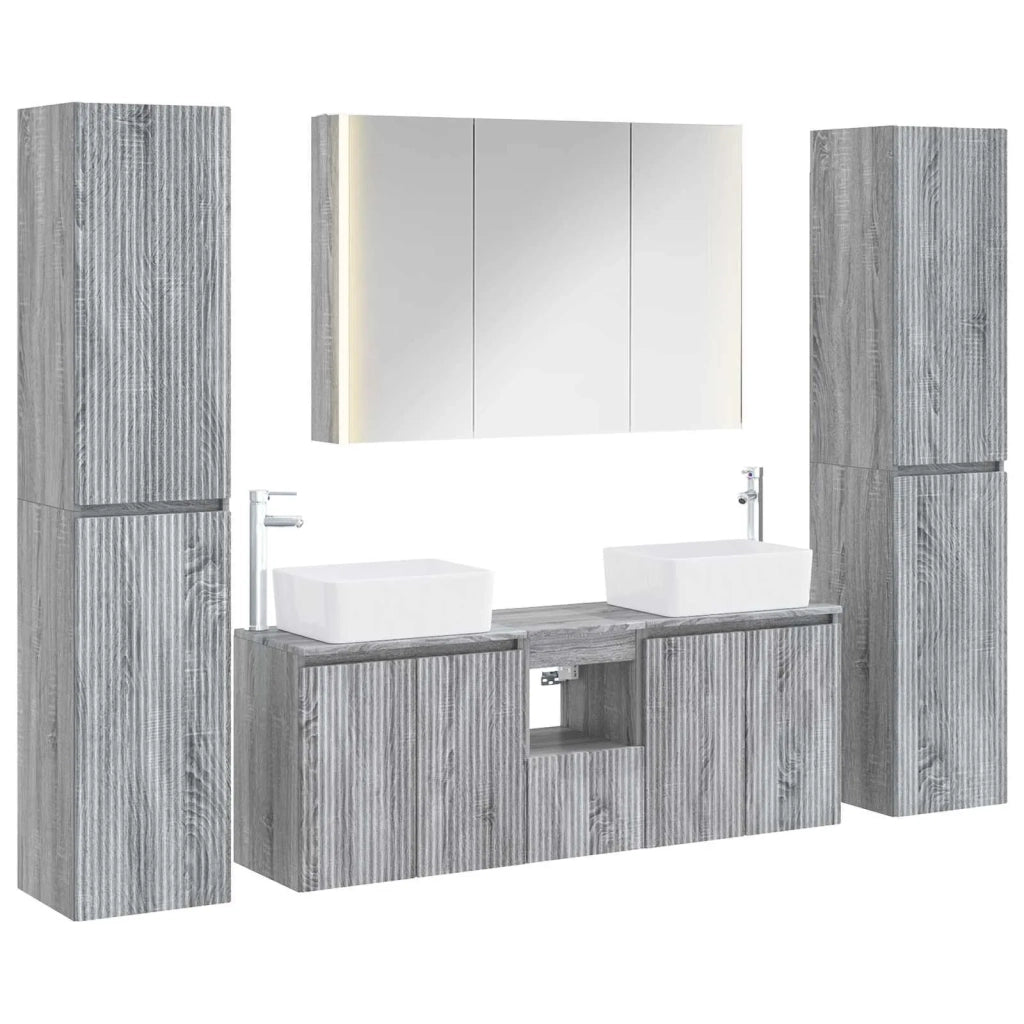 Set di mobili per il bagno 6 pz Sonoma grigio 3407236
