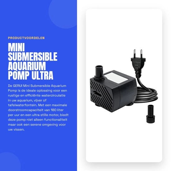 Pompa subacquatica 180 l/h - Pomp acquario - Pomp giardino - Pomp idroponica - Pomp silenziosa - Cavi elettrici impermeabili