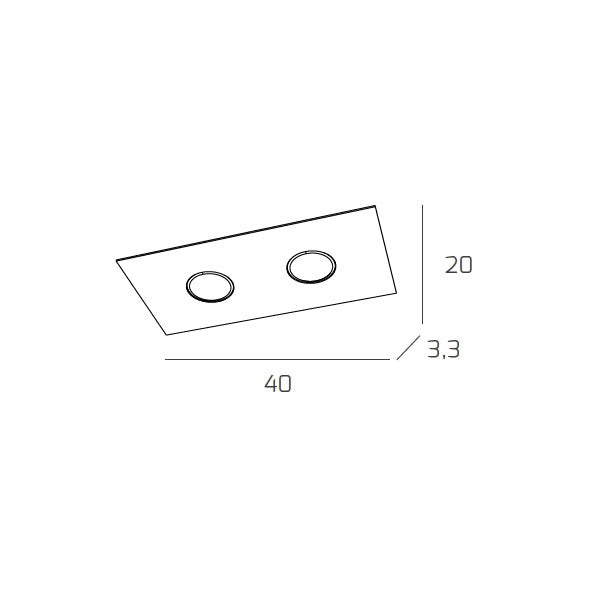 Toplight Plafoniera da soffitto rettangolare 2 luci Path con attacco GX53, struttura colore rosso, design moderno 40x20x3cm