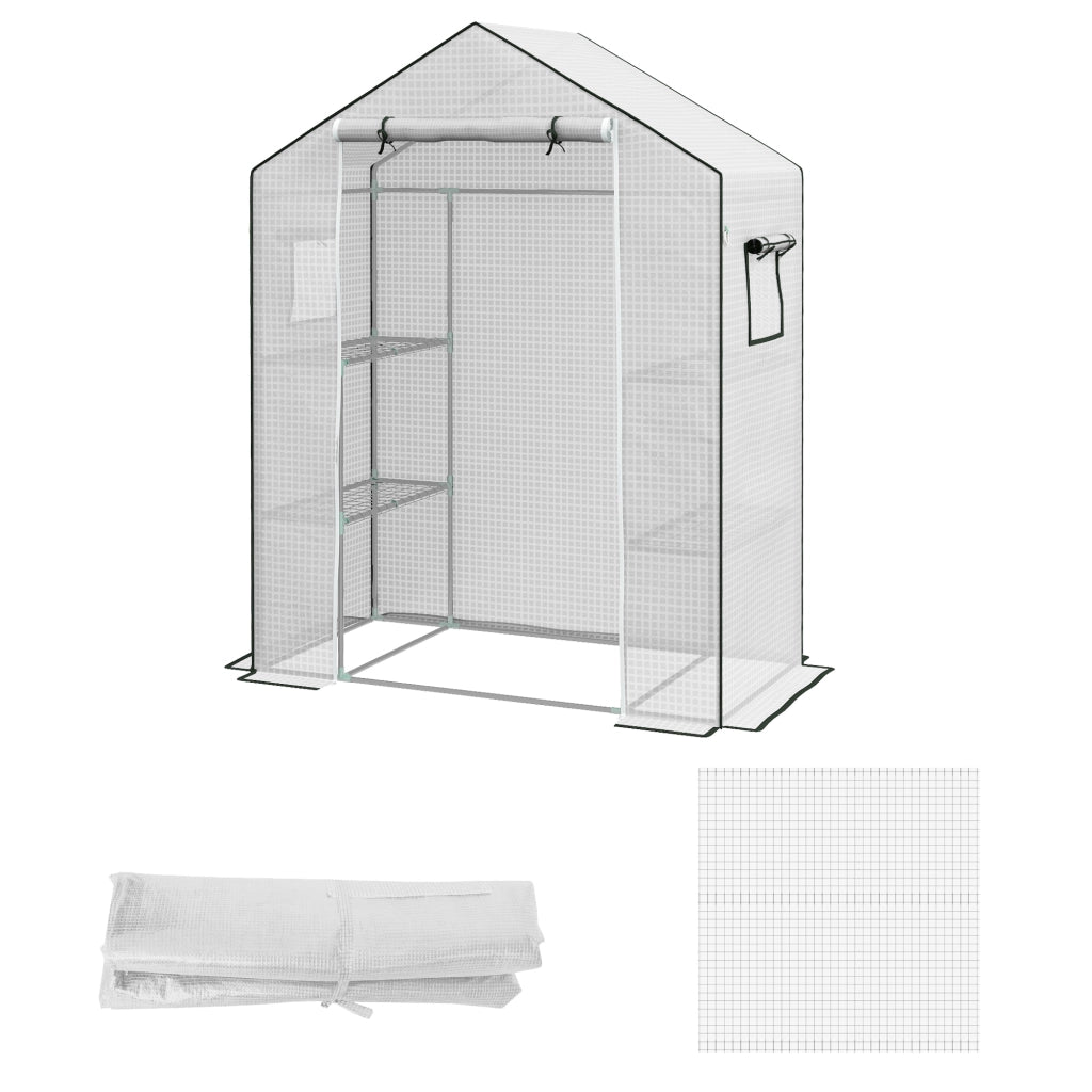 Serra da Giardino con Porta e Finestre ¨C Minimal ¨C 140x73x190 cm Bianco