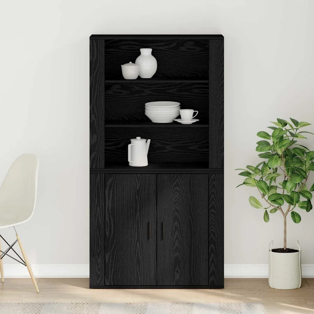 Credenza Rovere Nero 80 x 33 x 150 cm Legno multistrato 3333079