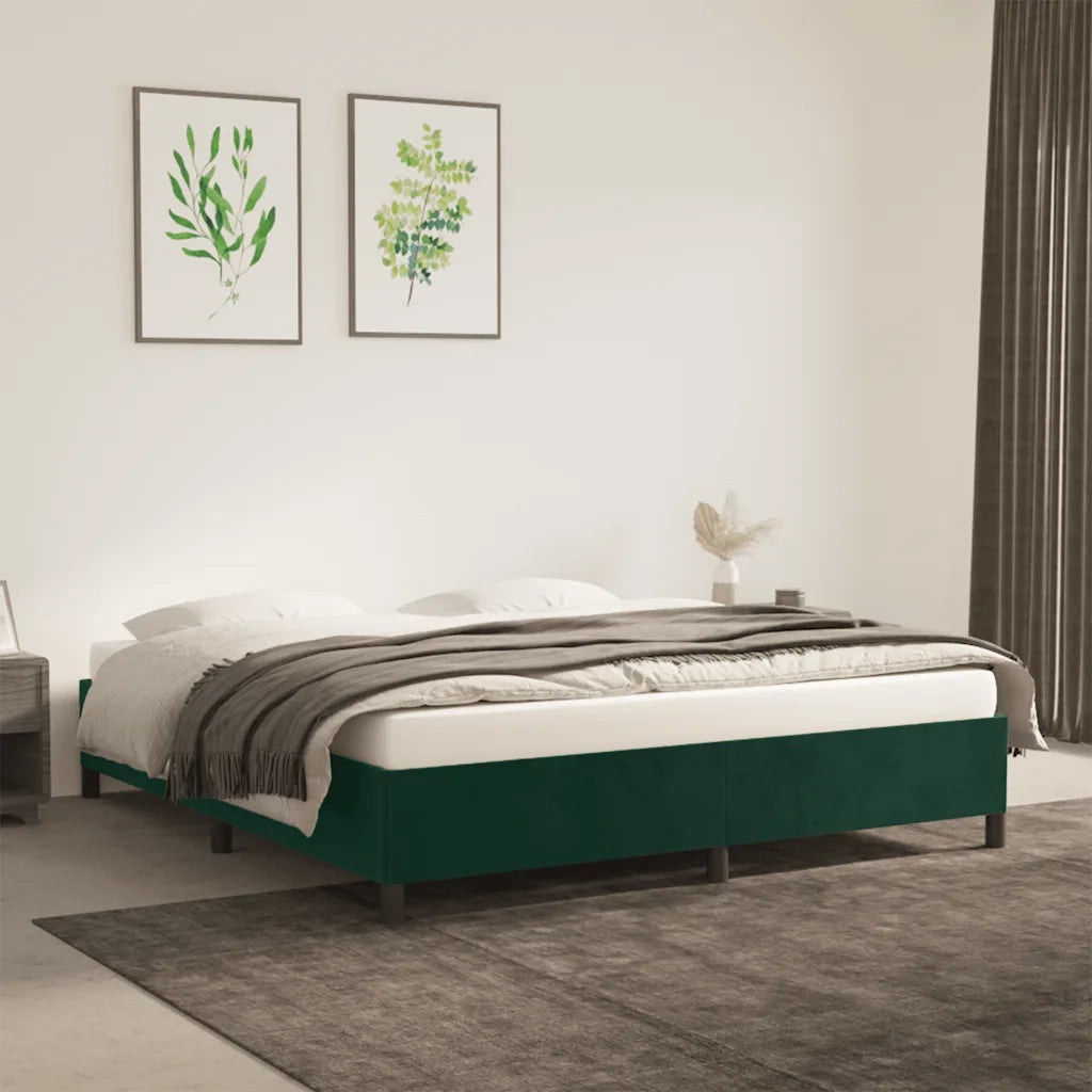 Giroletto senza Materasso Verde Scuro 160x200 cm in Velluto 347333