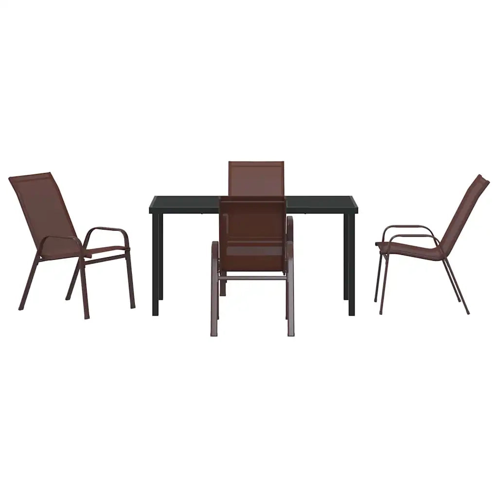 Set da Pranzo per Giardino 5 pcs Marrone e Nero