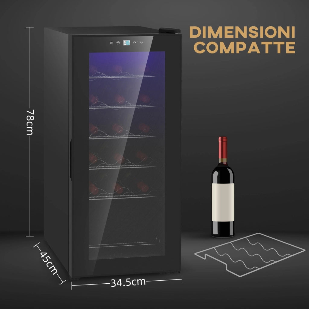 Cantinetta Frigorifero 18 Bottiglie di Vino Display e Luce LED e Controllo Temperatura
