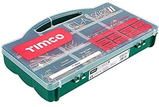 Cassetto di viti passivate miste gialle - CLASSICTRAY con manico