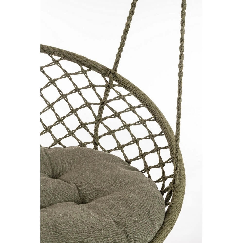 Poltrona Amaca Pensile in Macramé con Cuscino Rotonda - MONTANA