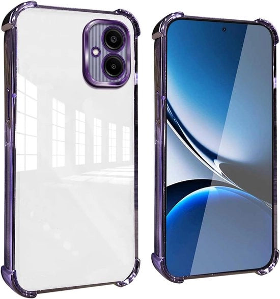Teloneo trasparente viola per Samsung Galaxy A06 con angoli assorbenti shock
