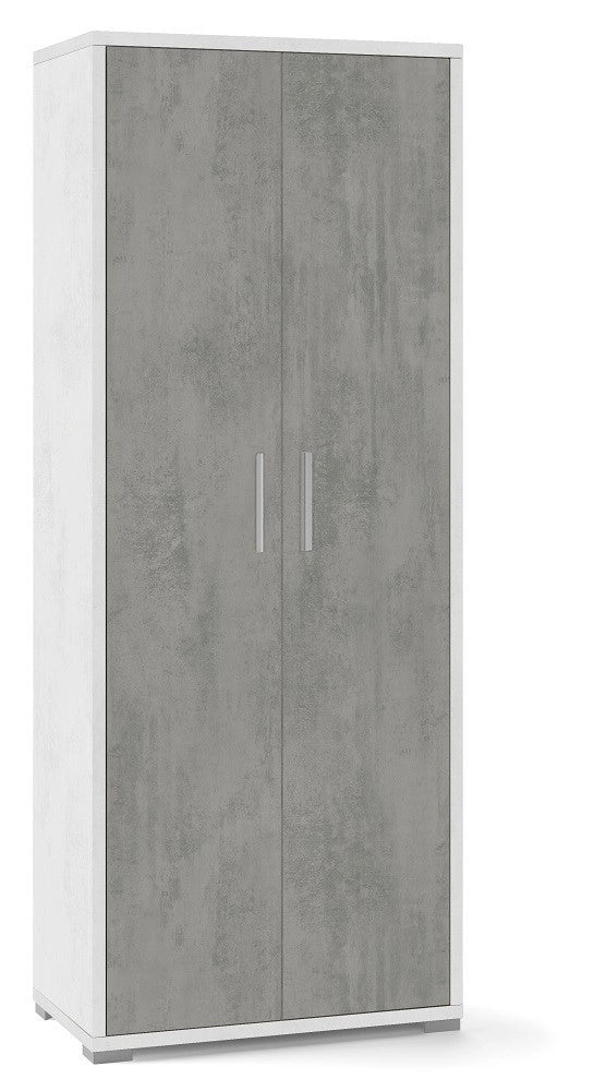 ARMADIO 2 ANTE H182 L71 P41 cm STRUTTURA BIANCO FRONTALE CEMENTO SARMOG Db354k