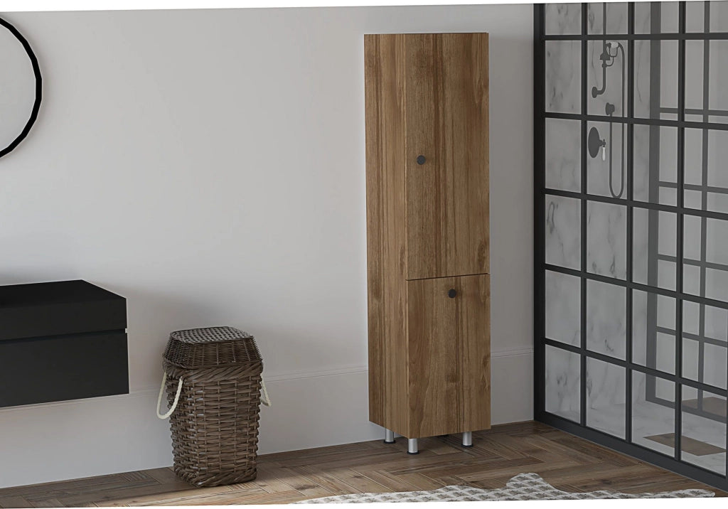 Cropani, Mobile Colonna 2 Ripiani, 35x32x155h cm Marrone Noce