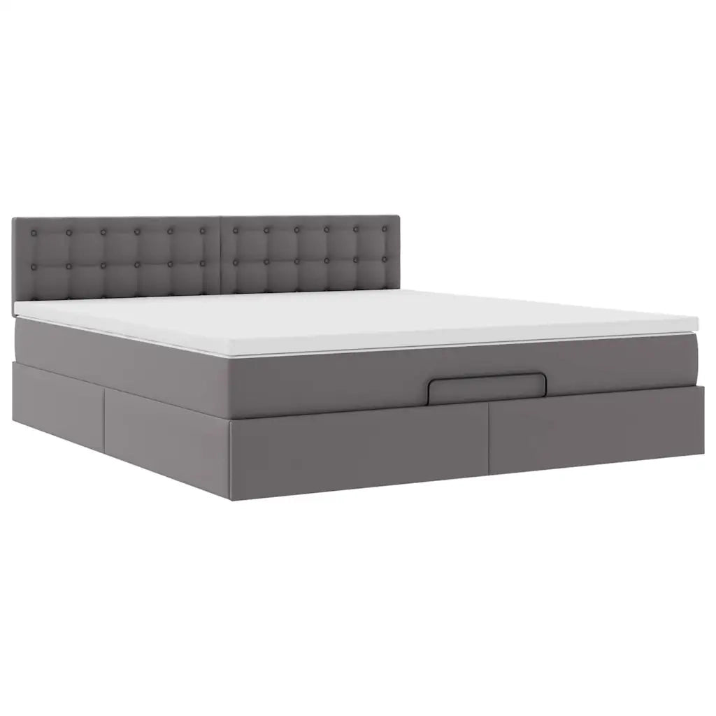Pouf Letto con Materassi e LED Grigio 180x200cm Similpelle
