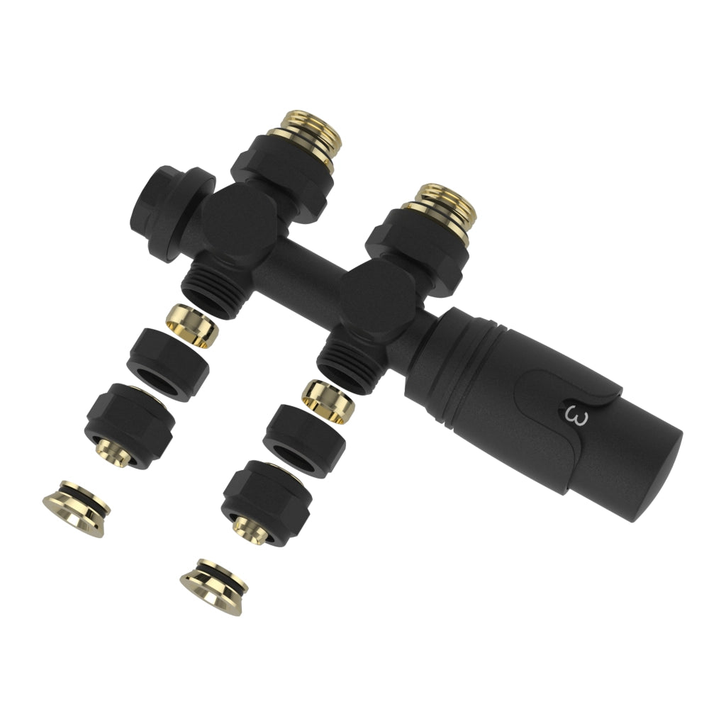 Kit Gloppen Valvole Termostatiche Multiblock per Termoarredi Bitubi - Nero [neu.haus]