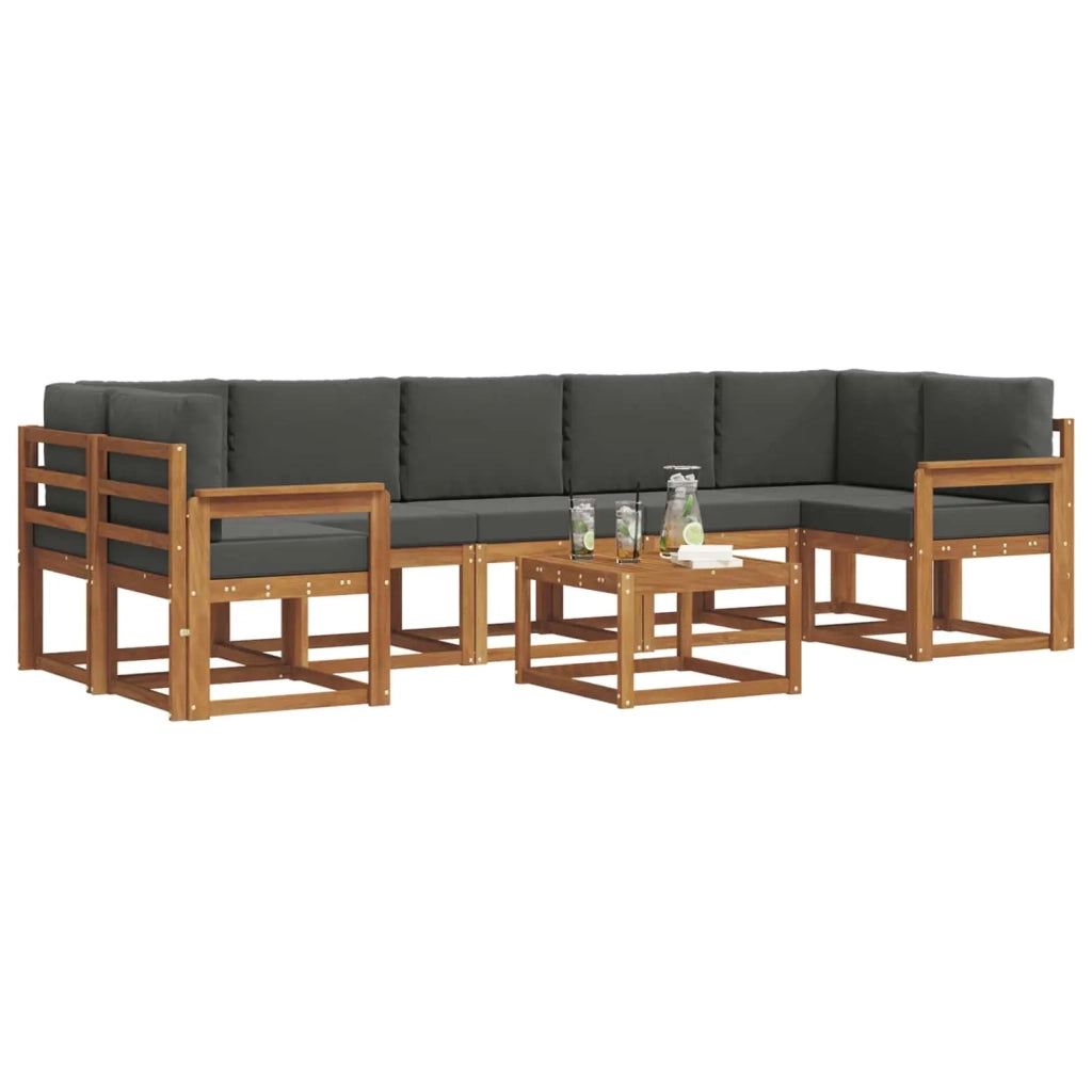 Set di divani da esterno con cuscino 8 pcs Naturale e Antracite 3366140