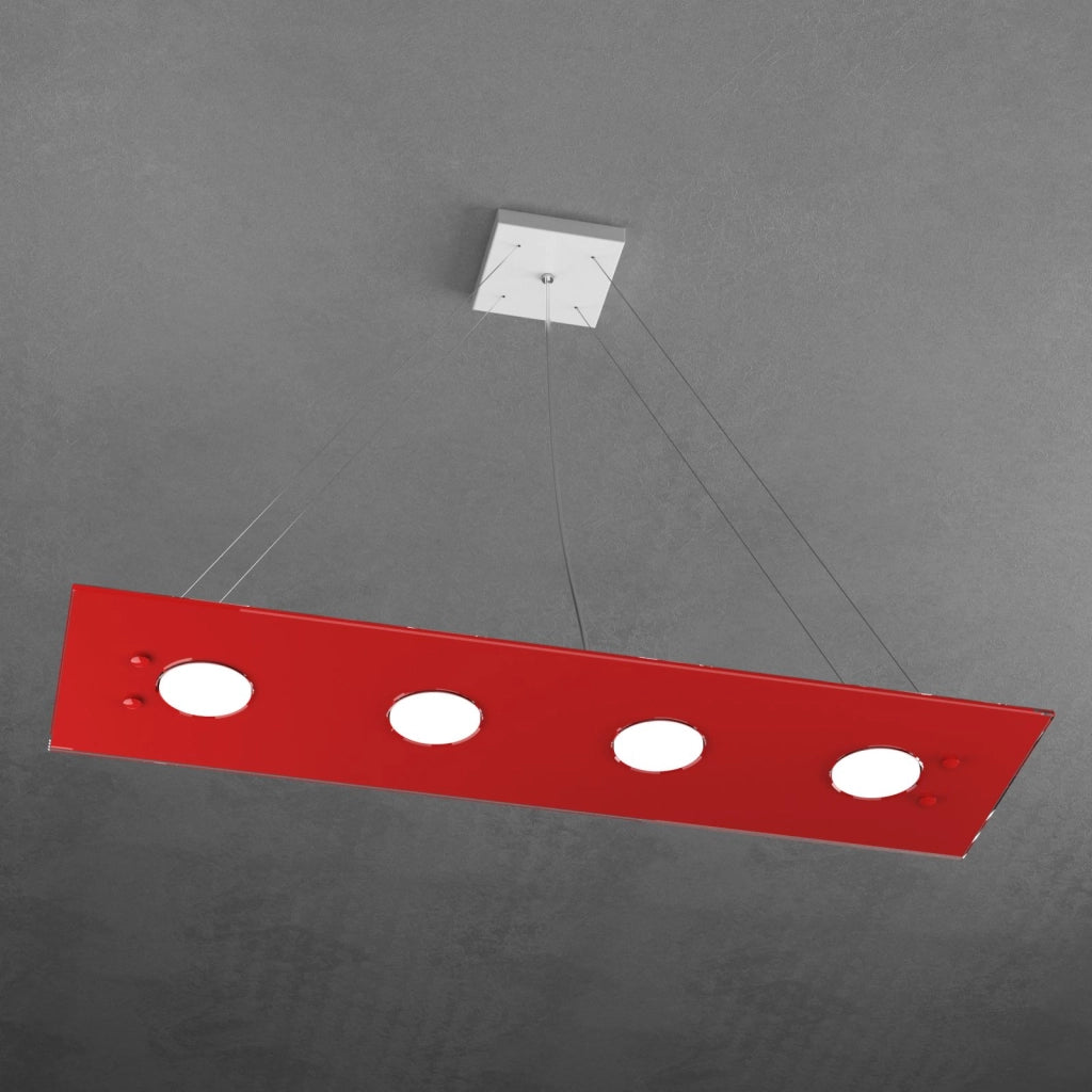 PATH SOSPENSIONE 4+3 LUCI BIEMISSIONE RETTANGOLARE ROSSO 1141-S4 R+3-RO