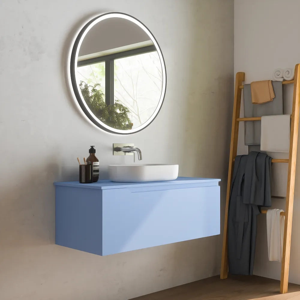Mobile bagno sospeso 120 cm un cassetto carta da zucchero con top | Ardenne