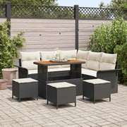 Set Divano da Giardino con cuscino 9 pcs Nero e Crema 3364090