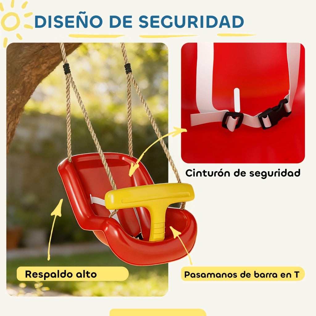 Altalena per Bambini con Cuscino e Sicurezza ¨C Minimal ¨C Rosso per Interno/Esterno