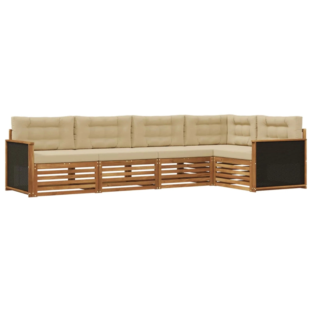 Set di divani da esterno 5 pcs Naturale e Beige 3383346