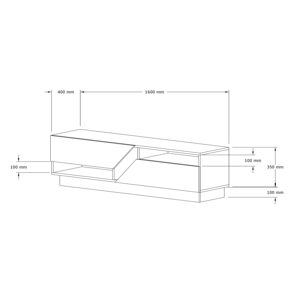 Spilinga, Mobile Porta tv 2 Ripiani, 160x40x45h cm Bianco