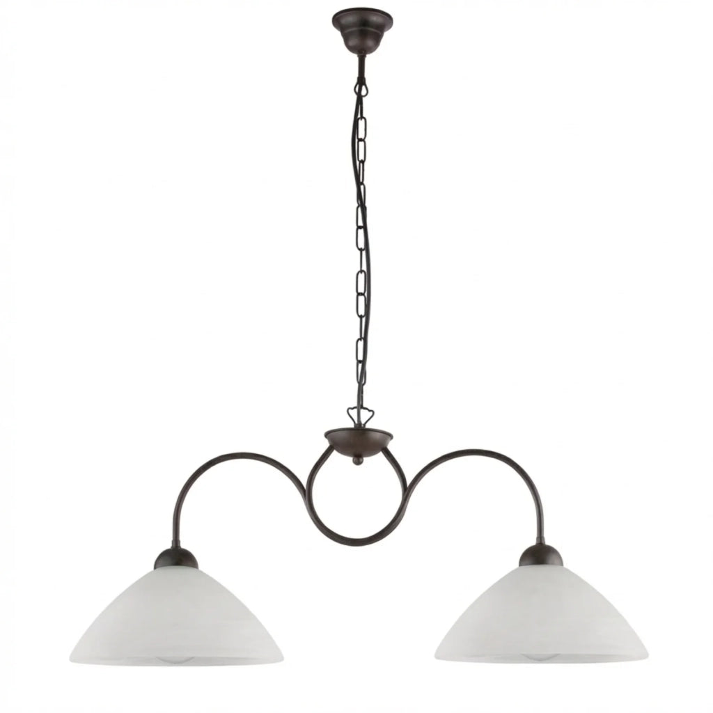 Lampadario Rustico Anemone 2 Luci Nero e Bianco LuceArt Classic