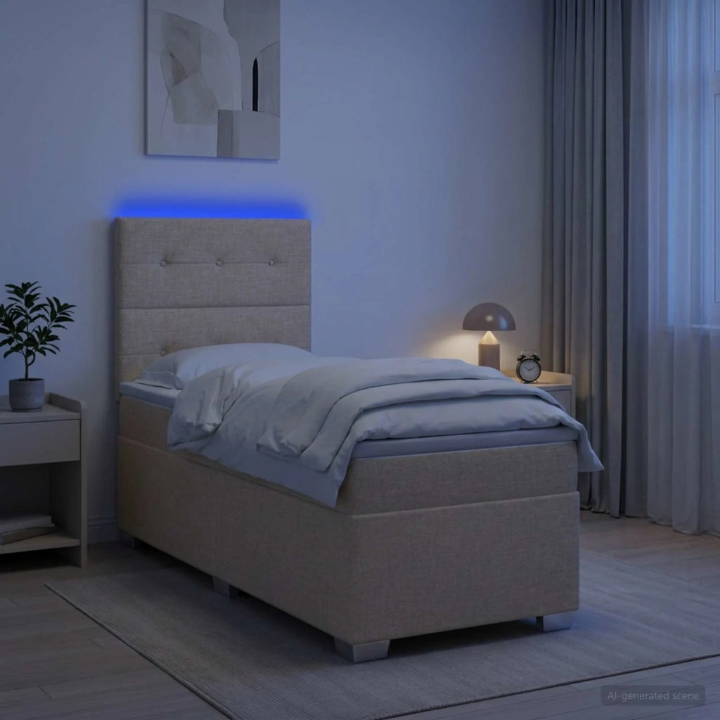 Letto box spring con materasso Crema 100 x 200 cm Tessuto 3454808