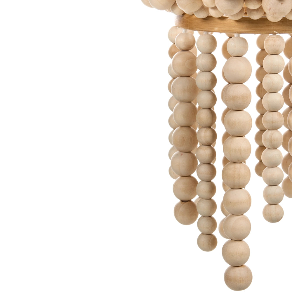 Lampadario perline di legno di gomma marrone stile Boho
