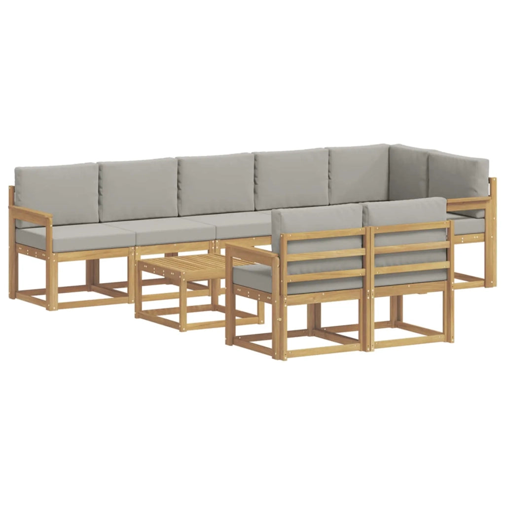 Set di divani da esterno 9 pz Bianco e Grigio Chiaro 3387830