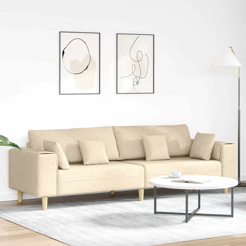 Divano con cuscino Crema 250 x 77 x 76 cm Tessuto 3335149