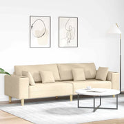 Divano con cuscino Crema 250 x 77 x 76 cm Tessuto 3335149