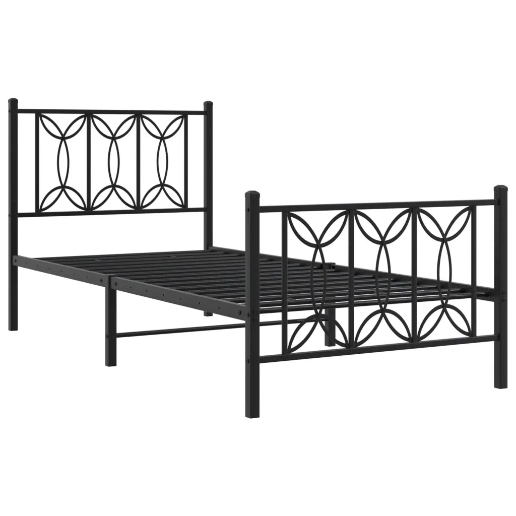 Giroletto con Testiera e Pediera-Struttura Letto Metallo Nero 90x200 cm 584875