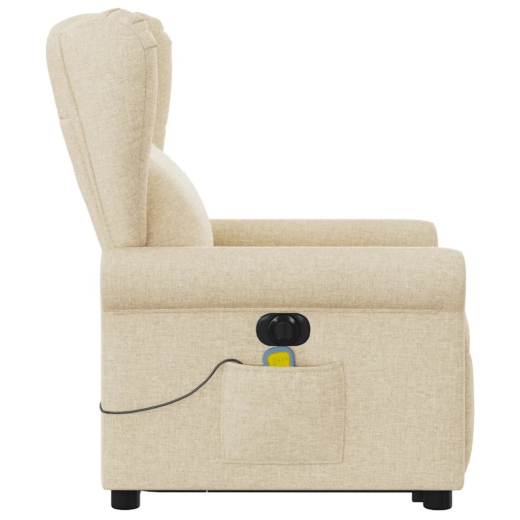 Poltrona Alzapersona Massaggiante Elettrica Crema in Tessuto 3303412