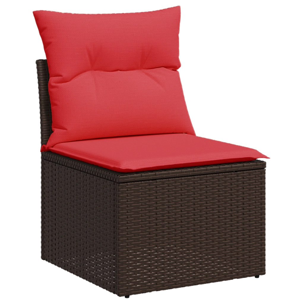 Divano da giardino senza braccioli con cuscini marrone in polyrattan 366224