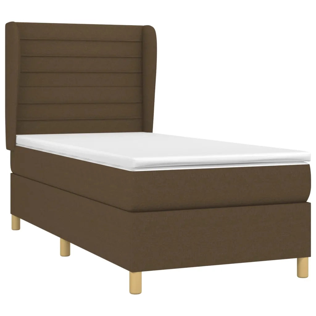 Giroletto a Molle con Materasso Marrone Scuro 80x200 cm Tessuto