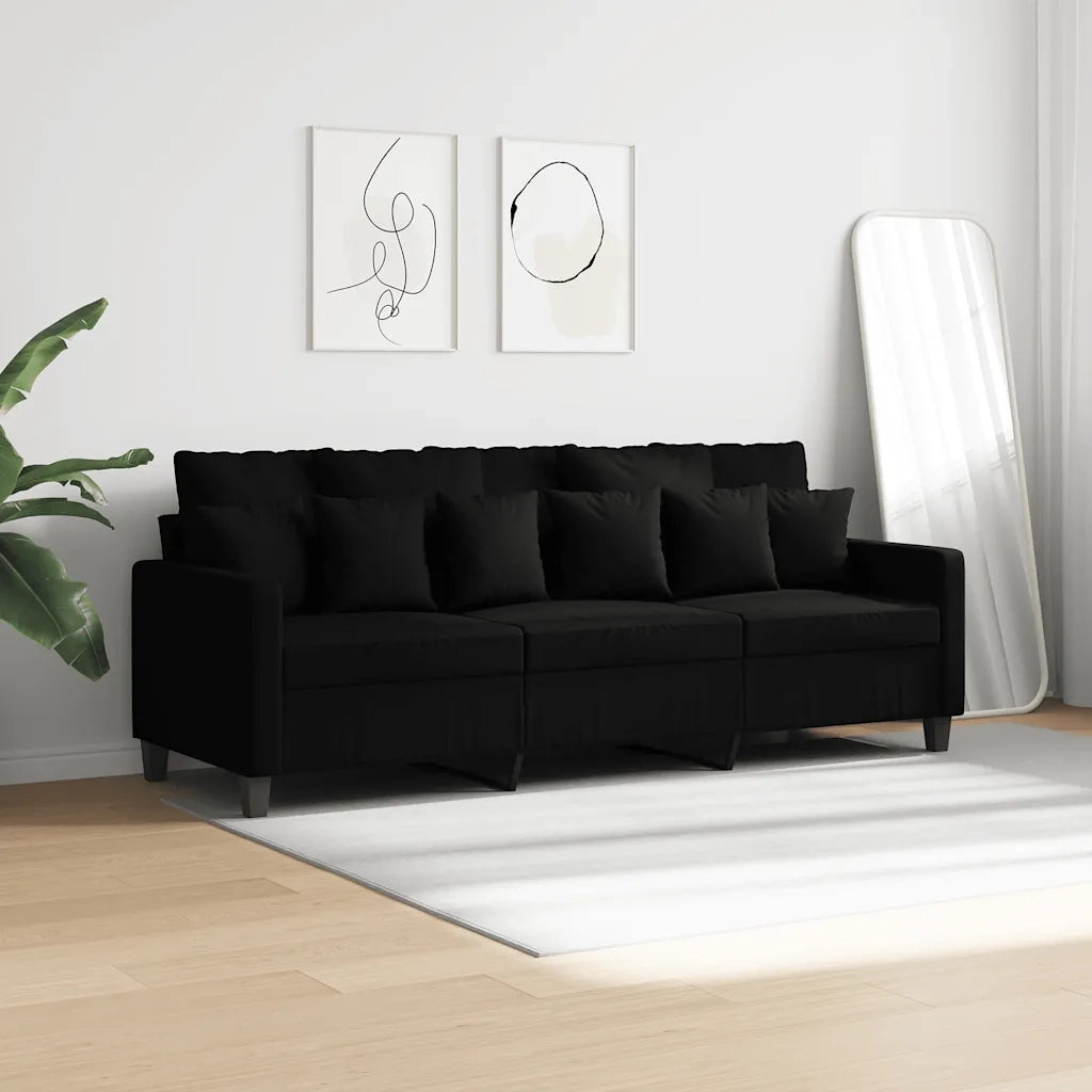 Divano a 3 Posti-Sofa 3 Posti Nero 180 cm in Tessuto 657802