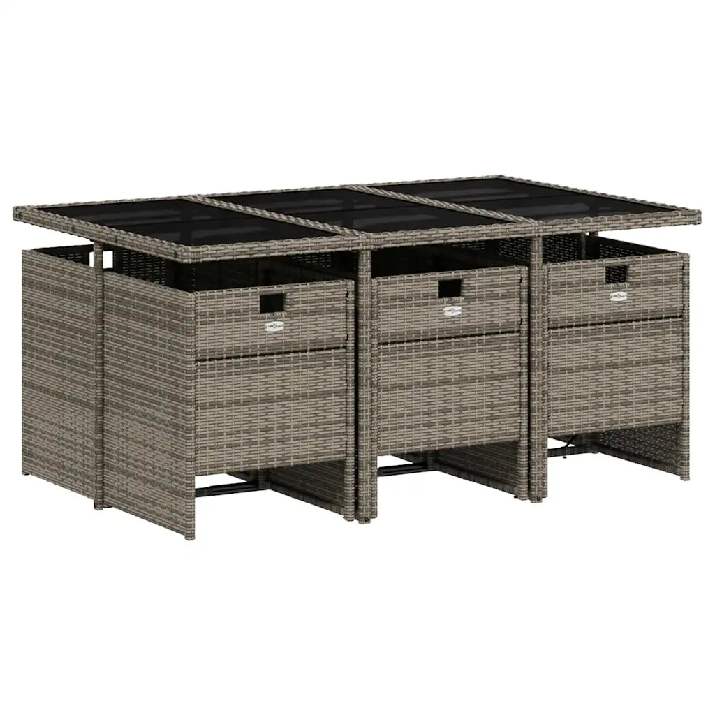 Set da pranzo da giardino da 7 pz con Cuscini in Polyrattan Grigio 3277680