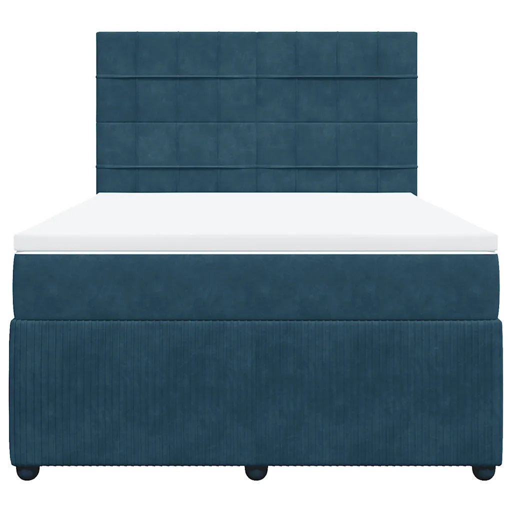 Giroletto a Molle con Materasso Blu 140x190 cm in Velluto