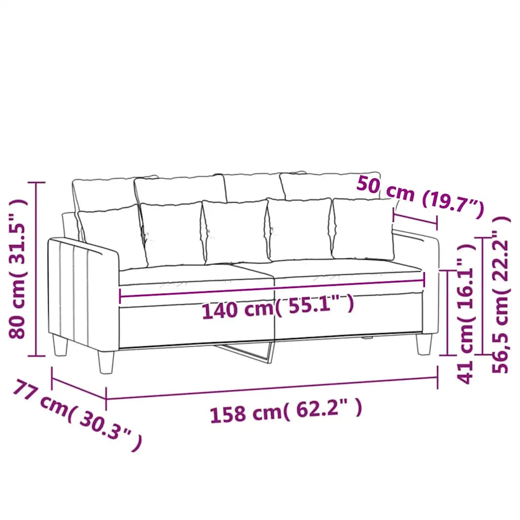 Divano a 2 Posti Crema 140 cm in Tessuto 359269