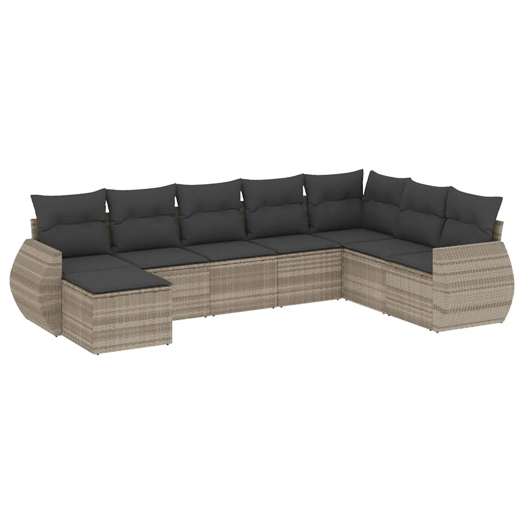 Set Divano da Giardino 8pz con Cuscini Grigio Chiaro Polyrattan 3221761