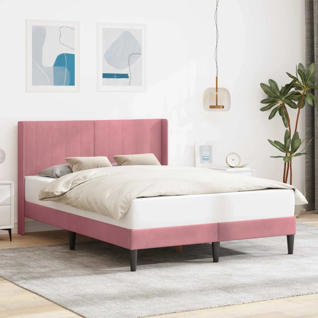 Struttura del letto con testiera Rosa 140 x 190 cm Velluto 42027506