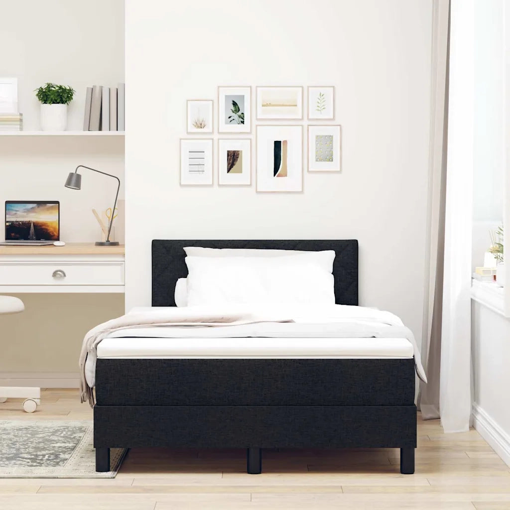 Letto a molle con cuscino Nero 120 x 200 cm Tessuto 3338757