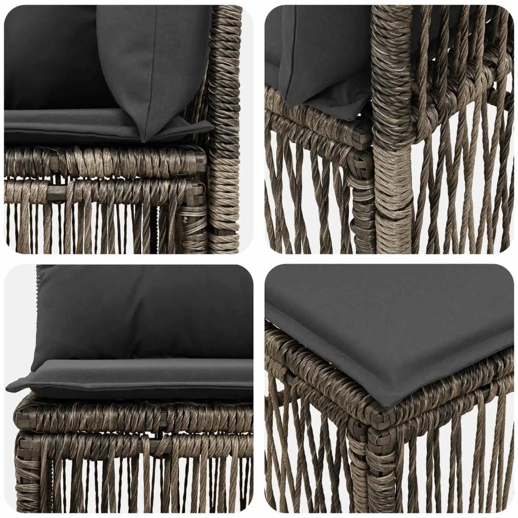 Set Divano da Giardino 9 pz Grigio polyrattan 3434363