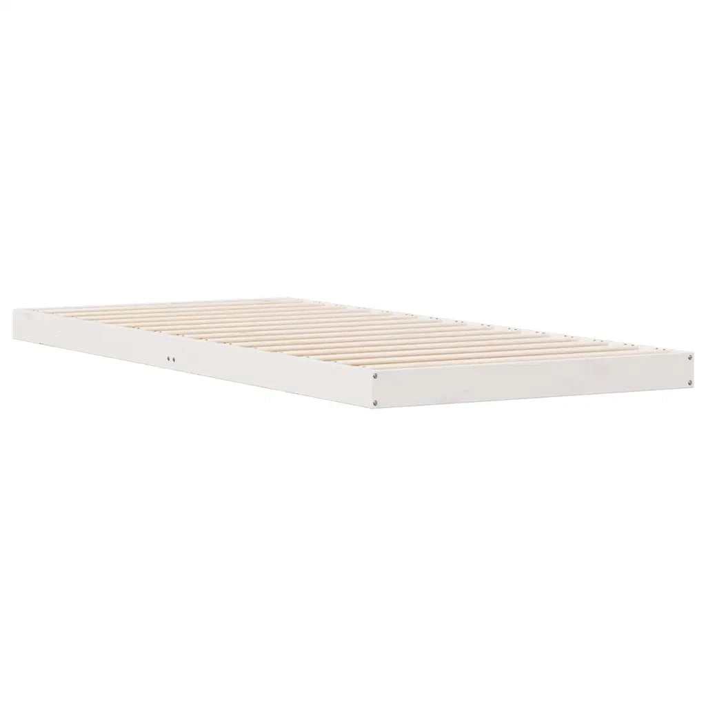 Struttura letto a terra Bianco 90 x 210 cm Pino massello 869735